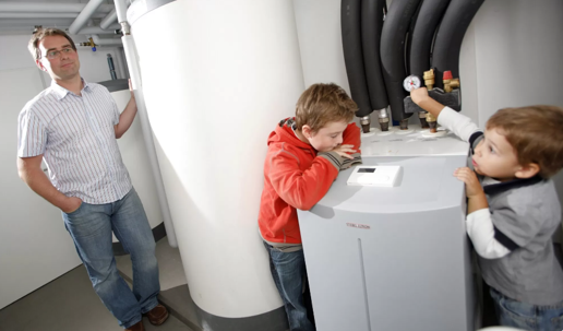 family in utility room