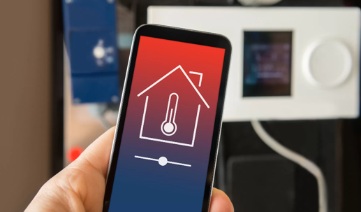 smart phone with temperature graphic