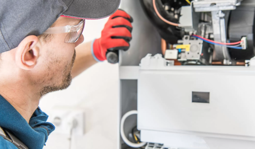 technician working on heater